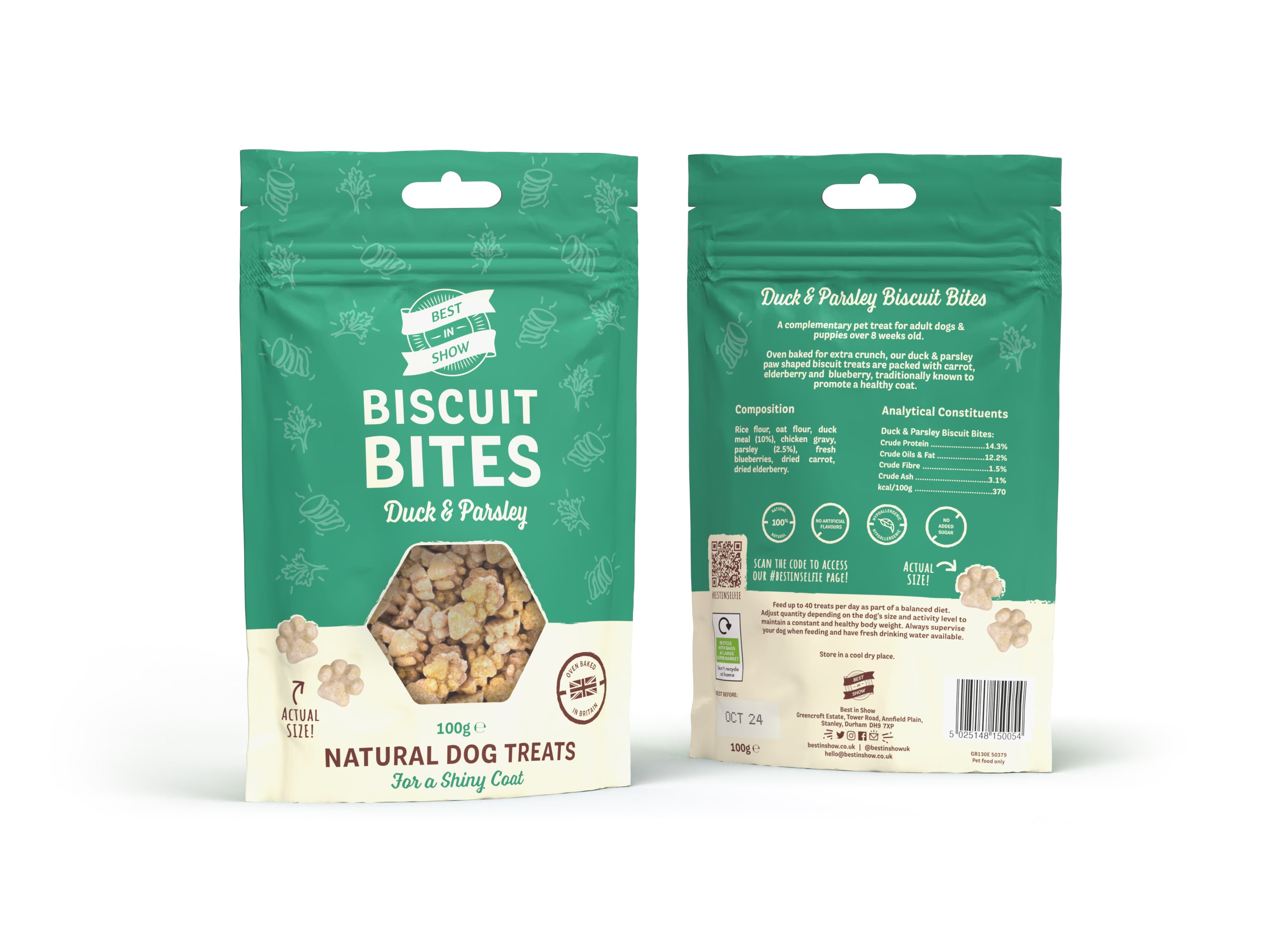 Peanut butter and top parsley dog treats